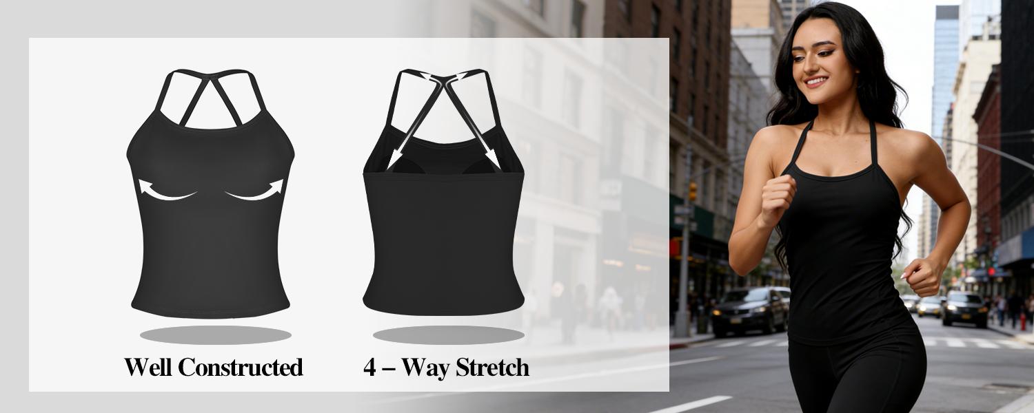 CHRLEISURE 3PCS Tank Strappy Back Yoga & Fitness Top for Women Flattering Fit Comfortable Stretch high elasticity breathable comfortable