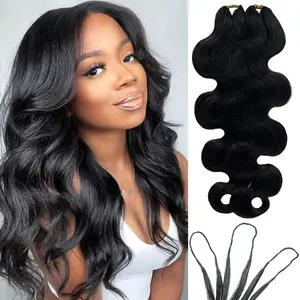 Ssawhair Body Wave Crochet Human Hair Knotless Pre-Separated Wavy Human Hair With String Pre-Looped Reusable Feather Crochet Hair Extensions