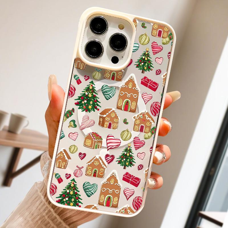 Phone Cases for iPhone 11-17/Pro Max/Air Plus Christmas Gingerbread Theme y2k Cased MagSafe Ready Anti-Fall Ultra-Thin TPU Protection Cover