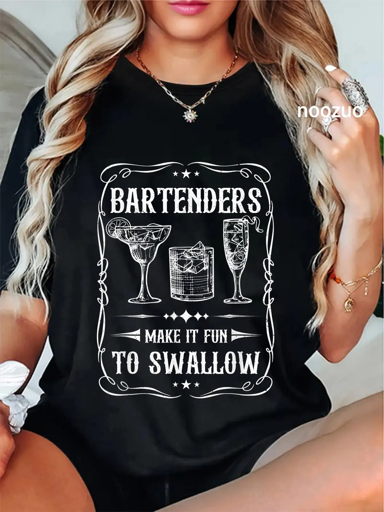 100% Cotton Funny Bartenders Make It Fun To Swallow Bartending Humor T-Shirt
