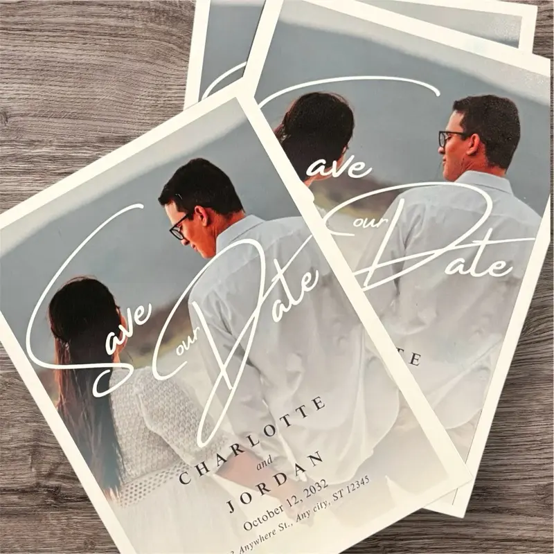 Custom Photo Save The Date Magnet, Modern Minimalist Wedding Announcement 3.5”x5”