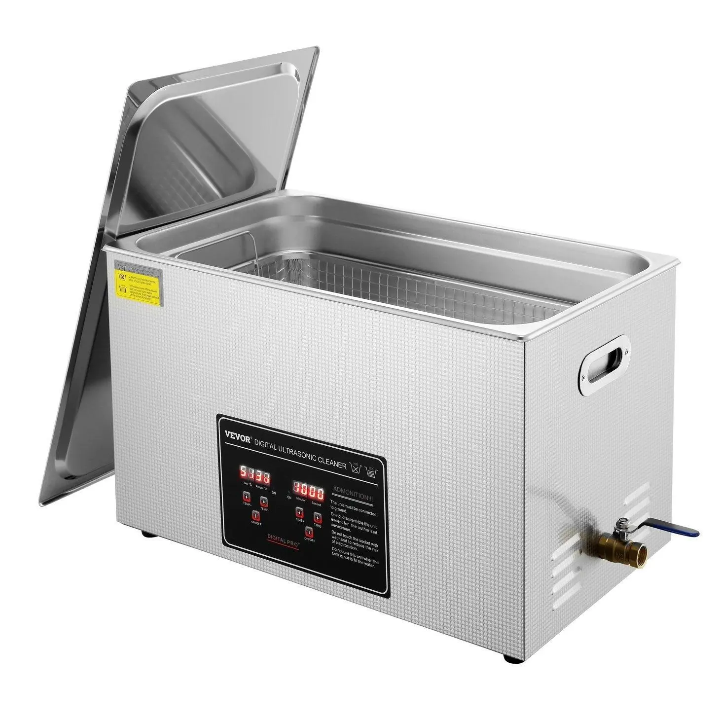 【FathersDayGift】VEVOR Ultrasonic Cleaner with Digital Timer & Heater, Professional Ultra Sonic Jewelry Cleaner, Stainless Steel Heated Cleaning Machine for Glasses Watch Rings Small Parts Circuit Board (30L)