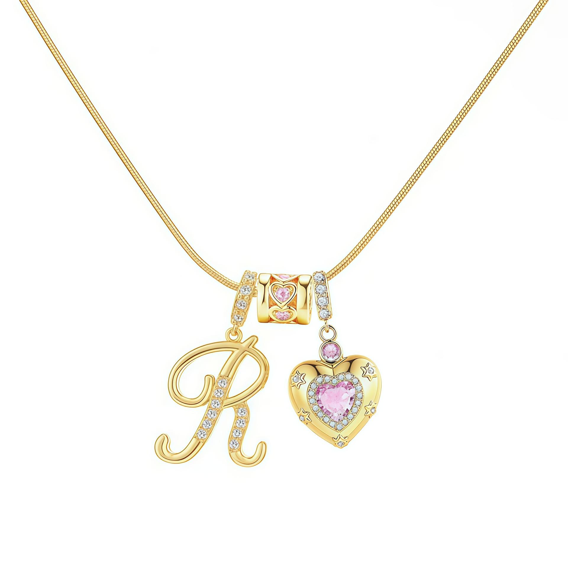 KATCH ME Women's Elegant 2-Pack Initial Letter Copper Pendant Necklaces, Rhinestone Stacking Necklace with Adjustable Chain, Basic 2 Set Jewelry Gift KATCH ME Women's Elegant 2-Pack Initial Letter Copper Pendant Necklaces, Rhinestone Stacking Necklace with Adjustable Chain, Basic 2 Set Jewelry Gift