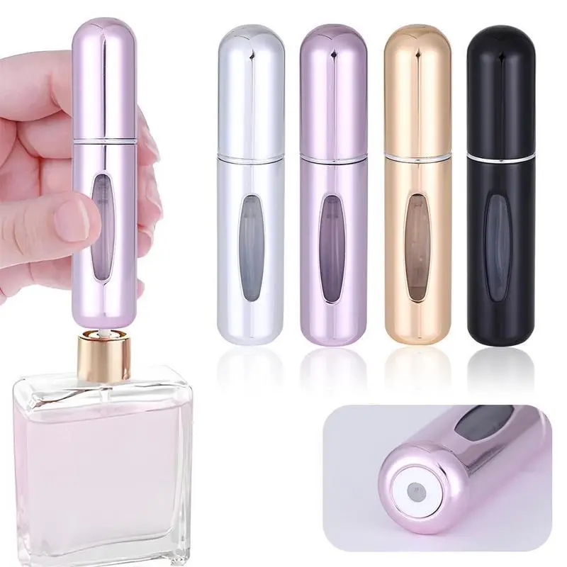 Fathers Day Gifts 4PCS 5ML Refillable Perfume Atomizer Travel, Portable Mini Pocket Perfume Atomizer for Travel Accessories Tin Canister Organizer Bottle Fathersdaygift