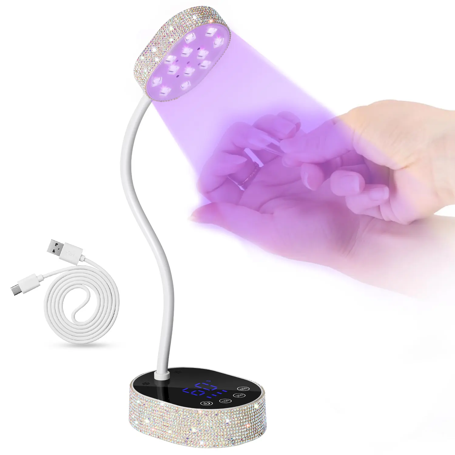 UV LED Nail Lamp 36W – Cordless Flash Cure Gooseneck Mini UV Lamp for Gel X Nails, Portable USB Rechargeable Nail Dryer with Auto Sensor, 4 Timers & LCD Display for DIY Home Manicure