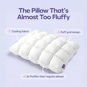 Mellow Sleep | Mellow Puff Pillow – Soft Quilted Puff Grid Design Pillow, Fluffy Plush Bed Pillow with Cloud Like Comfort, Breathable Support Pillow for Side, Back & Stomach Sleepers, Cozy Bed Pillow for Better Sleep
