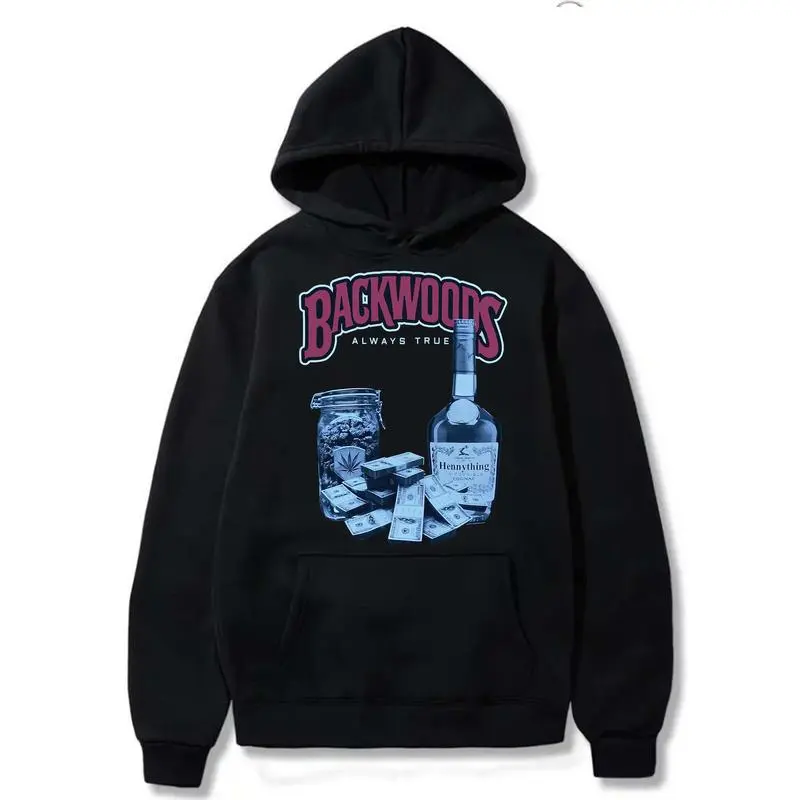 Backwoods Always True Hoodie Sweatshirt Unisex Soft Cotton-Polyester Blend Classic Kangaroo Pocket Drawstrings