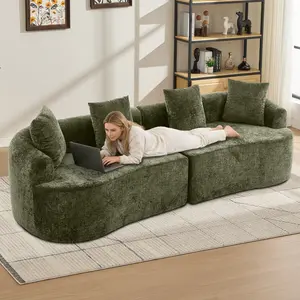 Italian minimalist curved fabric sofa set, simple living room designer hotel irregular semi-circular sofa