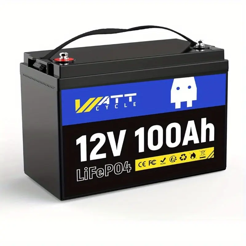 Wattcycle 12V 100Ah Group 24 LiFePO4 Battery 15000 Cycles, Built-in 100A BMS, Low-Temperature Protection - Ideal for RVs, Golf Cart, Home Energy Storage, Boats and Marine Applications Portable Powerstation