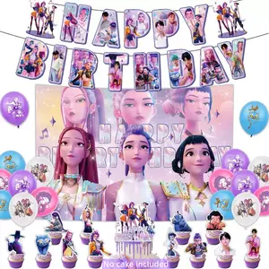 KPop Birthday Theme Party Decorations,Group Girls Flag, Banner Balloon Hanging Card Set Ornaments, Banner Balloon Hanging Card Set