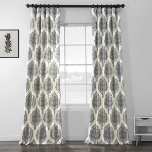 Half Price Drapes Arabesque Emblem Printed Cotton Room Darkening Curtain