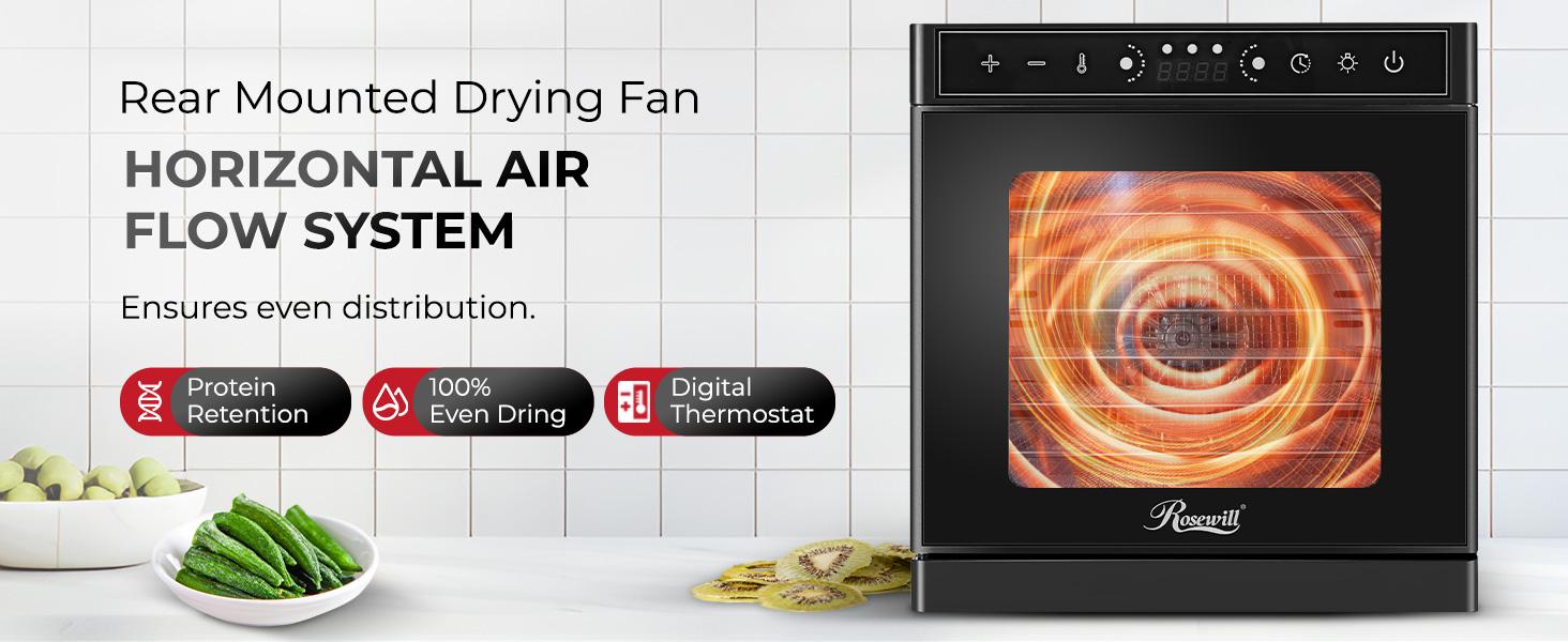 Rosewill Food Dehydrator Machine, 8 Stackable Trays with Adjustable 48H Timer and Temperature Control Up to 195F - Electric Food Preserver for Fruits, Veggies, Meats & Dog Treats