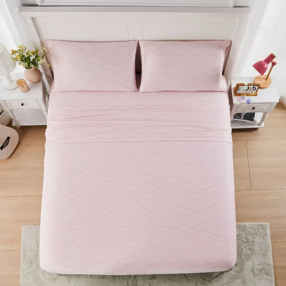 Prism Full Pink/Blue Wave Grid Jersey Sheet Set Prism Full Pink/Blue Wave Grid Jersey Sheet Set