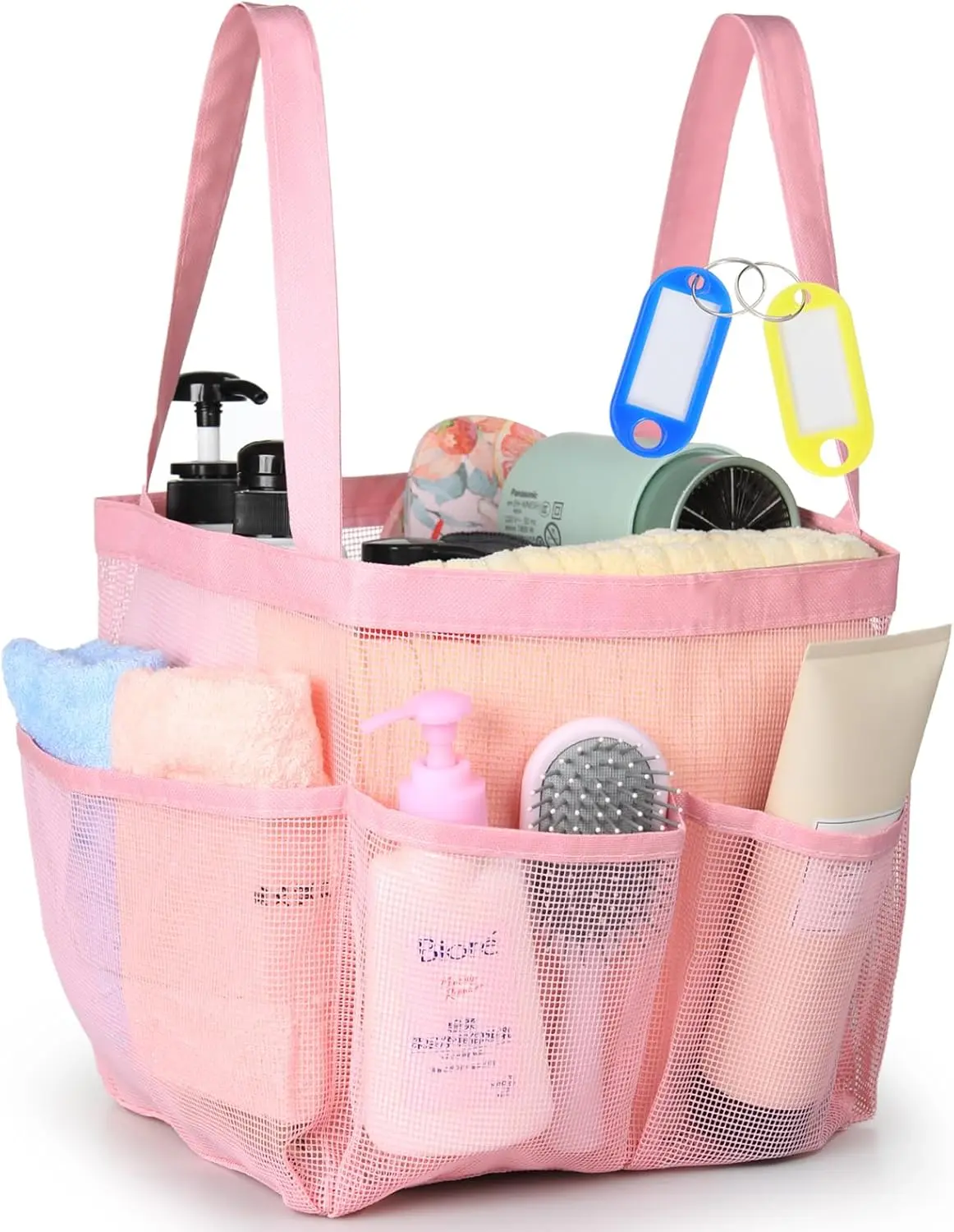 Mesh Shower Caddy Tote, Large Shower Caddy Basket Portable, Quick Dry Hanging Toiletry Bag, 8 Storage Pocket Handle Bath Organize Removable Wash Bag Travel Essentials Bag, Breathable, Compartments