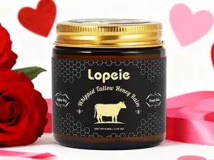 Lopeie Upgraded Organic Beef Tallow Balm Infused with Lavender | 4.23 Oz Grass-Fed Tallow & Raw Honey | Calming Hydrating Anti-Aging Face Moisturizer for Dry Sensitive Skin