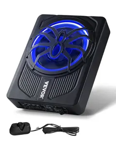 VEVOR 10" 440W Underseat Subwoofer, Slim Powered Subwoofers with Blue Ambient Light, Low Profile Audio Sub Under the Seat with Built-in Amplifier, Remote Controller for SUVs, Car, Truck, RV