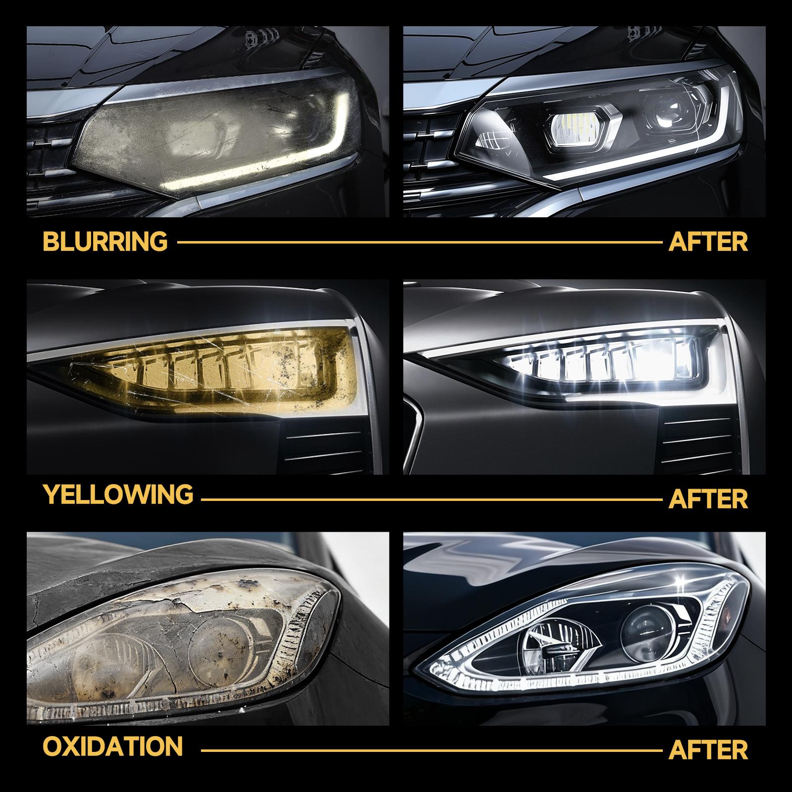 Toretark Car Headlight Restoration Kit 100ML Repair Liquid & 10ML Crystal Plating Agent for Oxidation Yellowing Scratch Repair Transparent Finish Best Christmas Gift