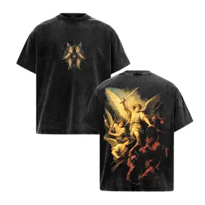 Archangel Michael Washed Christian Graphic Tee Unisex Streetwear fathersdaygift
