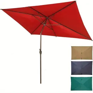 [Memorial day sale]Summervibes 6.5x10ft Patio Umbrella Rectangular Outdoor Table Umbrella with Crank & Push Button Tilt for Terrace, Backyard, Garden, Courtyard, Swimming Pool, Lawn Round Steel Bronze Metal Water Proof【without base】