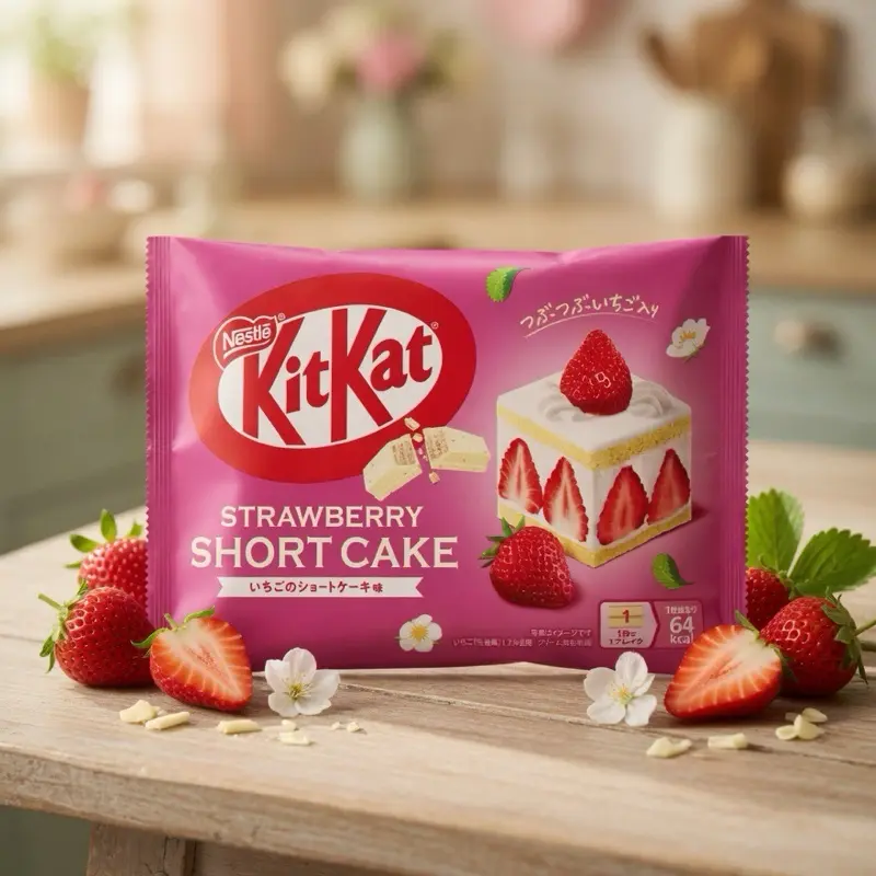 KitKat Strawberry Shortcake Take Kit Kat Candy - Sweet Bonbon Treat for Dessert Lovers