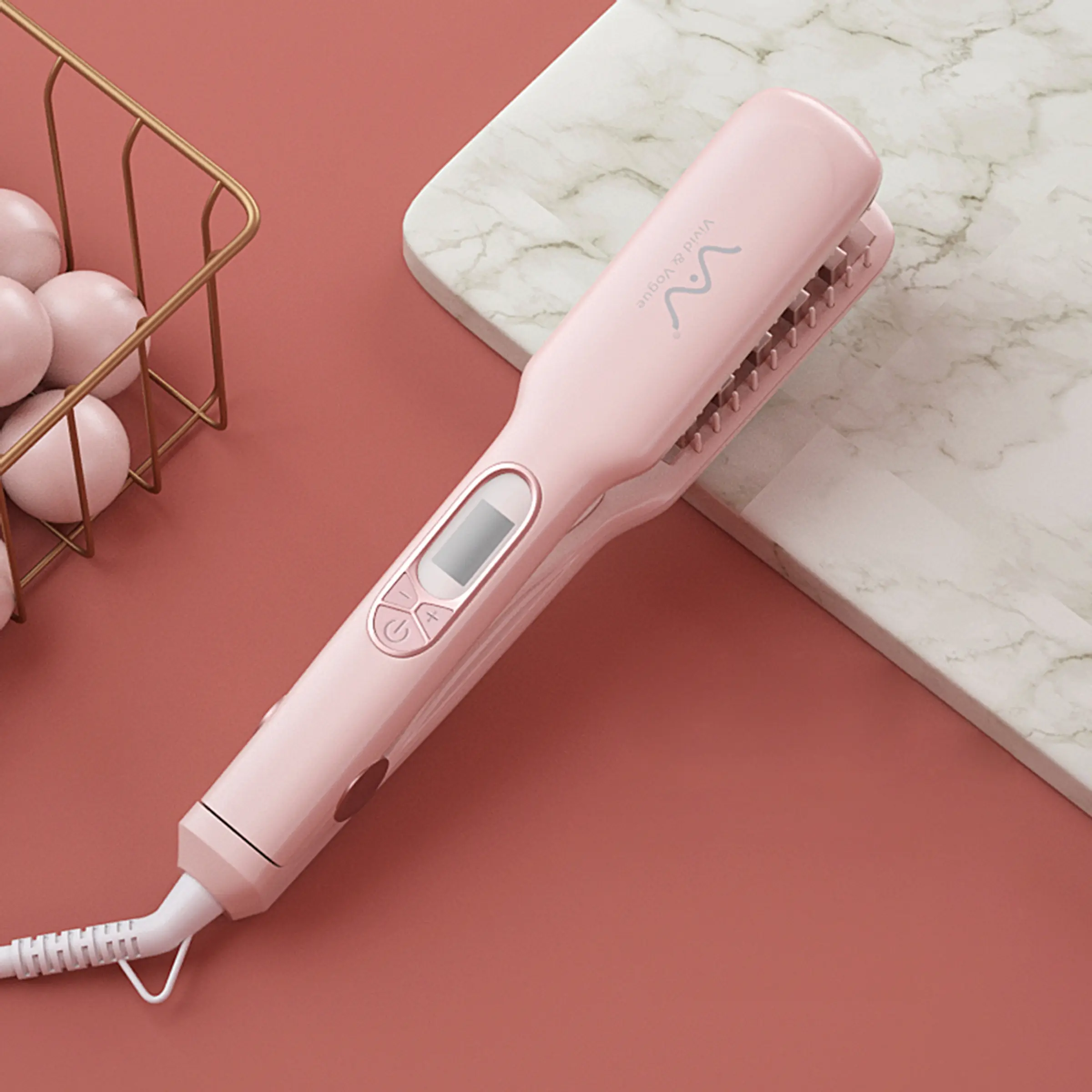 JINRI Volumizing Ceramic Hair Iron, Pumped-Up Volume, Adjustable Temp, 360 ° Tail Rotation, Lasting Hair Volume, for Short Or Thin Hair, Dual Voltage（100-240V）, Pink tiktokshopbacktoschool,back to school,back to school haul