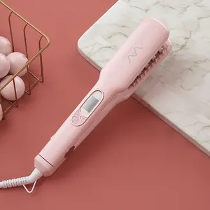 JINRI Volumizing Ceramic Hair Iron, Pumped-Up Volume, Adjustable Temp, 360 ° Tail Rotation, Lasting Hair Volume, for Short Or Thin Hair, Dual Voltage（100-240V）, Pink