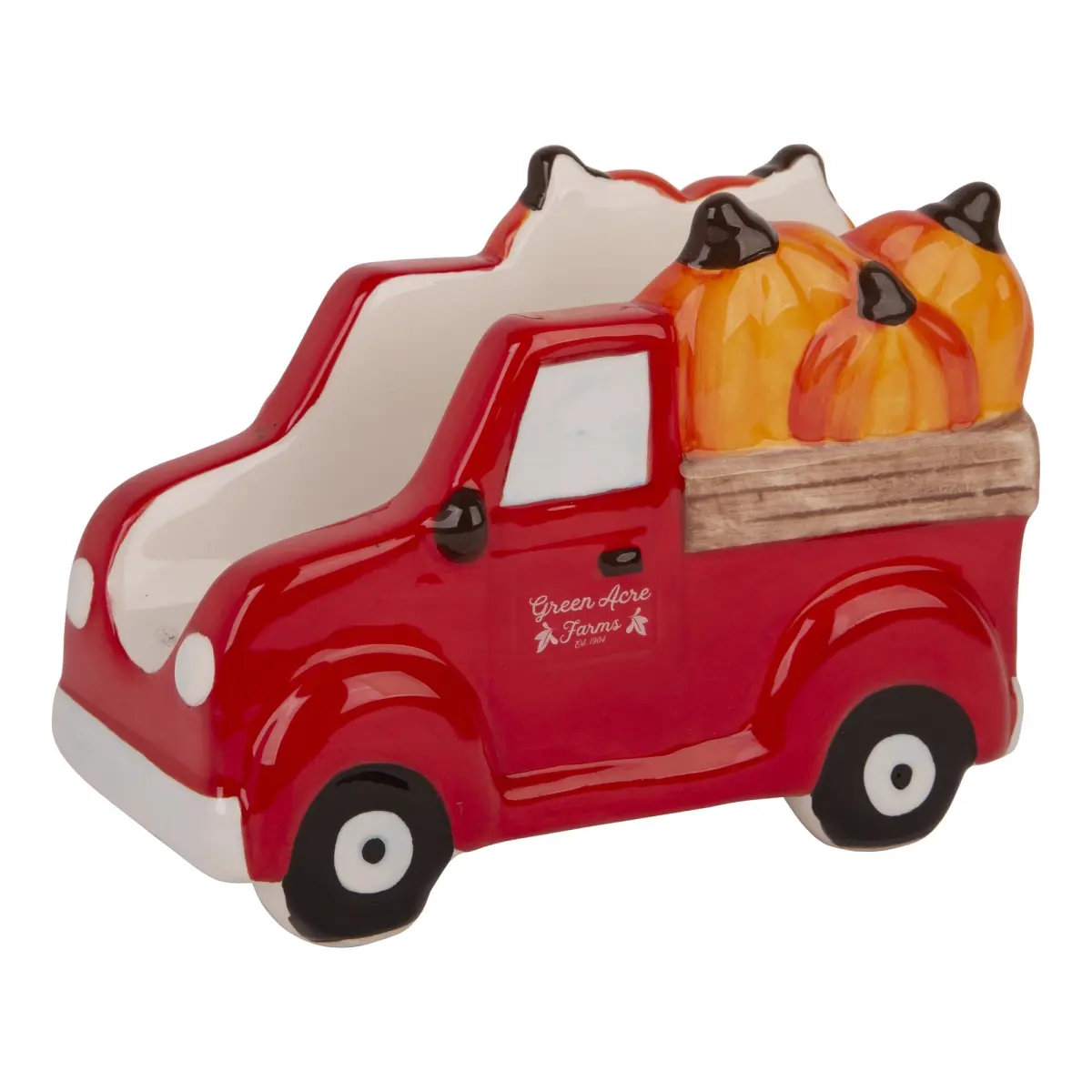 Home Essentials & Beyond 96902 Rustic Vintage Ceramic 6.4"L Farm Truck Pickup Truck Napkin Holder, Bathroom Supply Gadget for Home Seasonal Gatherings