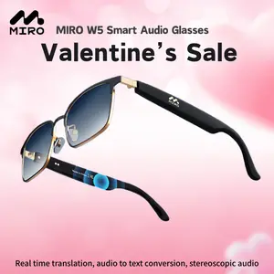【W5】(Lifetime FREE Membership) MIRO Smart Audio Glasses – 10-Hour Battery, Blue Light Filter, Stereo Audio – Wireless Wearable Headphones for Meetings, Work, Travel & Daily Entertainment, Ideal Gift for Professionals & Tech Lovers