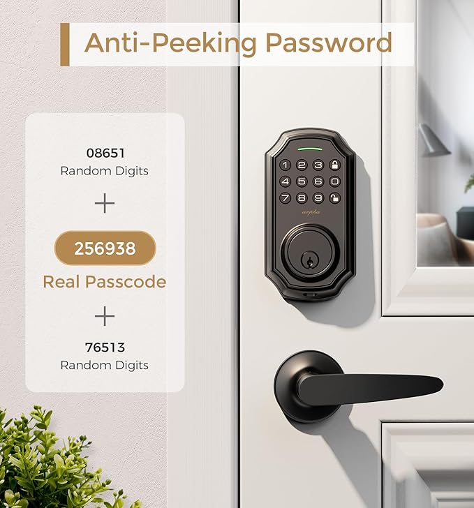 ARPHA D180 Keyless Door Lock with 50/100 Codes, Smart Lock with Anti Peeping Password, Keypad Deadbolt One Touch Locking, Auto Lock, Easy Install.Multiple styles to choose from, APP version&no APP version; With door handle&without door handle ARPHA D180 Keyless Door Lock with 50/100 Codes, Smart Lock with Anti Peeping Password, Keypad Deadbolt One Touch Locking, Auto Lock, Easy Install.Multiple styles to choose from, APP version&no APP version; With door handle&without door handle