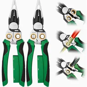 2Pcs - 8 in 1 Wire Stripper with Voltage Tester, Multi-function Manual Wire Stripping Tool for Cutting And Pulling Pliers, Cable Scissors for Scraping And Pressing Wires, Electrician Repair Tool, Suitable for Professional Use