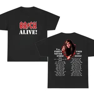 Sebastian Bach Alive Tour 1989–2026 T-Shirt – The Party Never Ends Rock Concert Graphic Tee, shirts men shirts women.