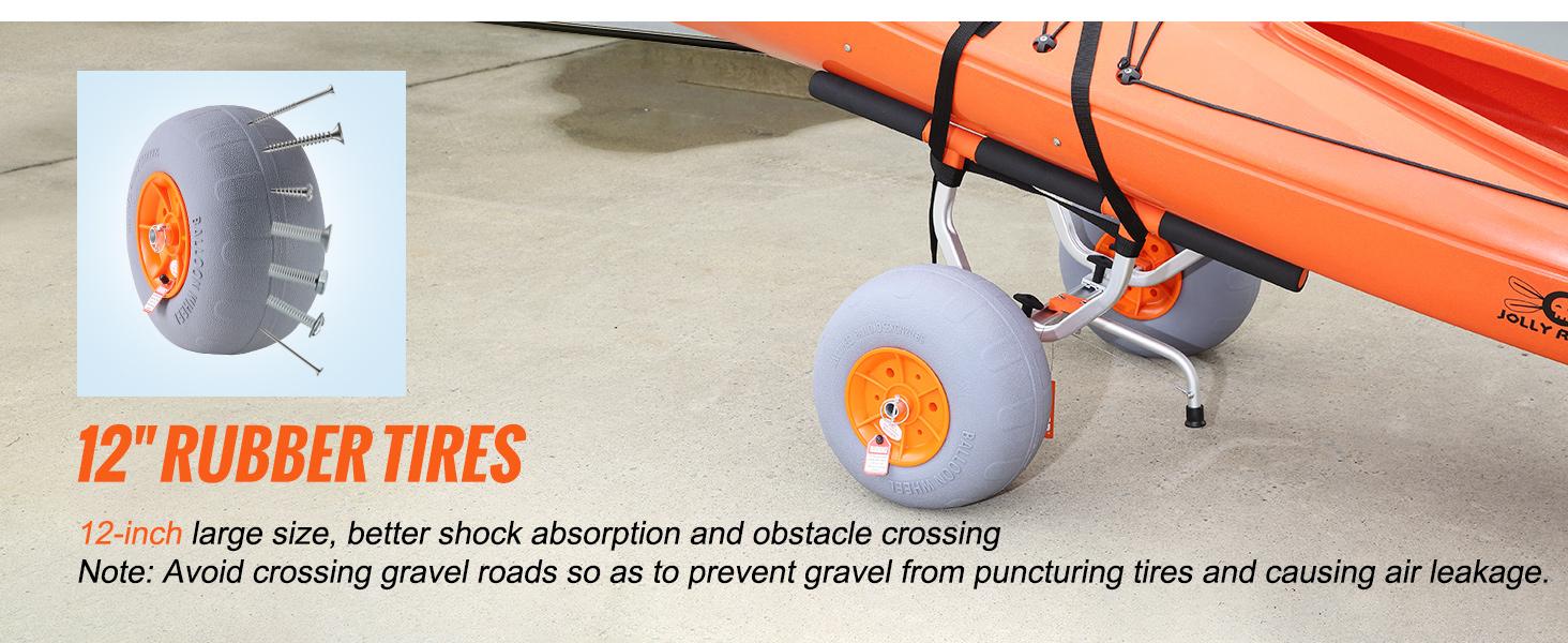 【fathersdaygift】VEVOR Heavy Duty Kayak CartFoldable Canoe Trolley Cart with 12'' TiresAdjustable Width 6.69"-17.32",350 Lb Weight Capacity Kayak Trolley for Kayaks Canoes Paddleboards Float Mats Jon Boats