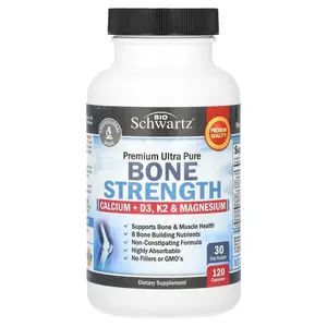 BioSchwartz Premium Ultra Pure Bone Strength, Calcium + D3, K2 & Magnesium, 120 Capsules