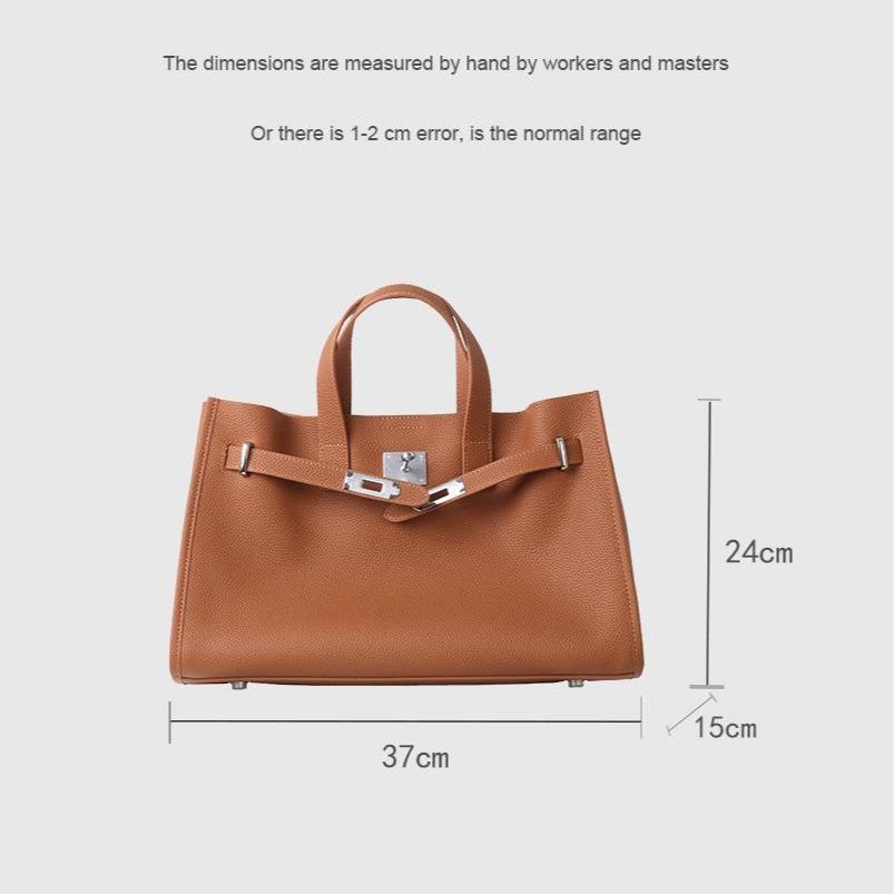 Urban Luxe Genuine Leather Power Tote with Silver-Tone Hardware Women's Shoulder Bag Elegant Durable Everyday Use Spacious Handbag Casual Trendy Purse, Everyday Bag,summervibes
