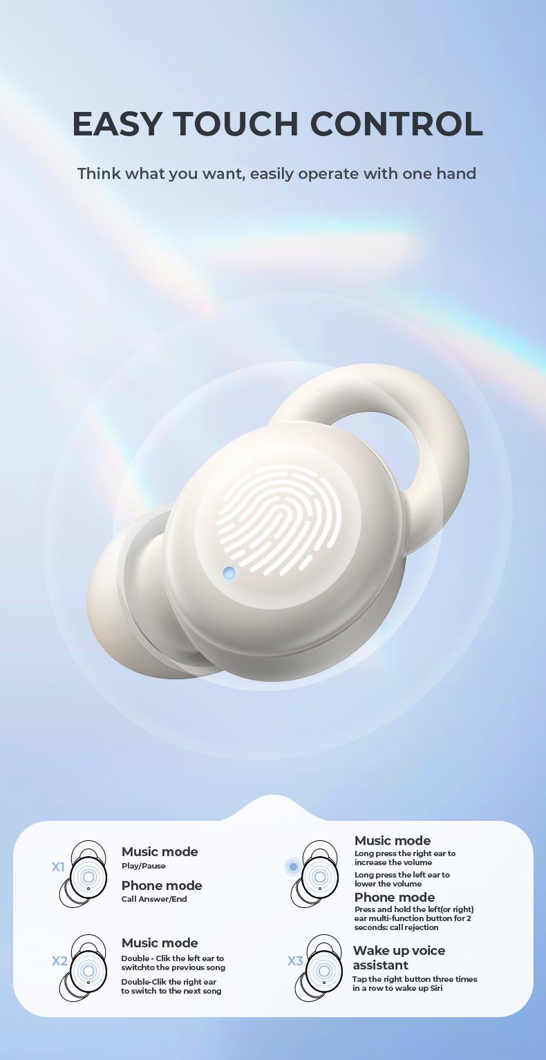 MINISO X10 Sleep Earbuds,Bluetooth Earphones,Wireless Earbuds,Touch Control,Smooth Bluetooth 5.4,Sleep-Noise Cancelling,Fast Charging & Long Standby,Comfortable Soft Ear Tips.