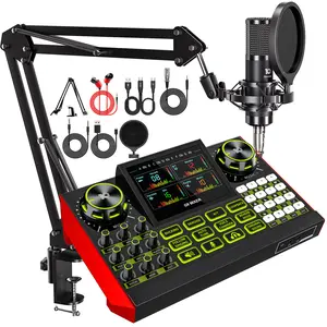 Tenlamp G9 Series Live Streaming Sound Card with Voice Changer, Dual-Level Noise Reduction & Built-in 2000mAh Battery Mixer for Live Streaming, Singing & Video Production (Optional Microphone Kit)