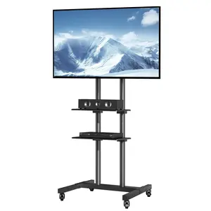 Mobile TV Stands & Carts for 23 to 70 inch TVs: Height Adjustable, Portable TV Stands with Wheels. Options Include Double Tray for 32 to 70 inch TVs or Single Tray for 23 to 60 inch TVs, Rolling TV Stand with Mount Suitable for Bedroom, Living Room