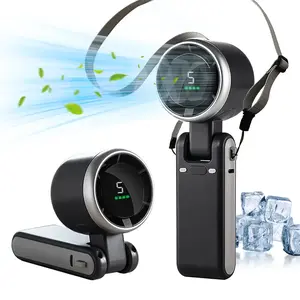 Portable Handheld Mini Turbo Fan, USB Rechargeable Travel Neck Fan with 5 Speeds 4000mAh Battery & 15000 RPM Speed, Up to 10 Working Hours, 3 lN 1 Foldable Personal Cooling Fan for Travel Home