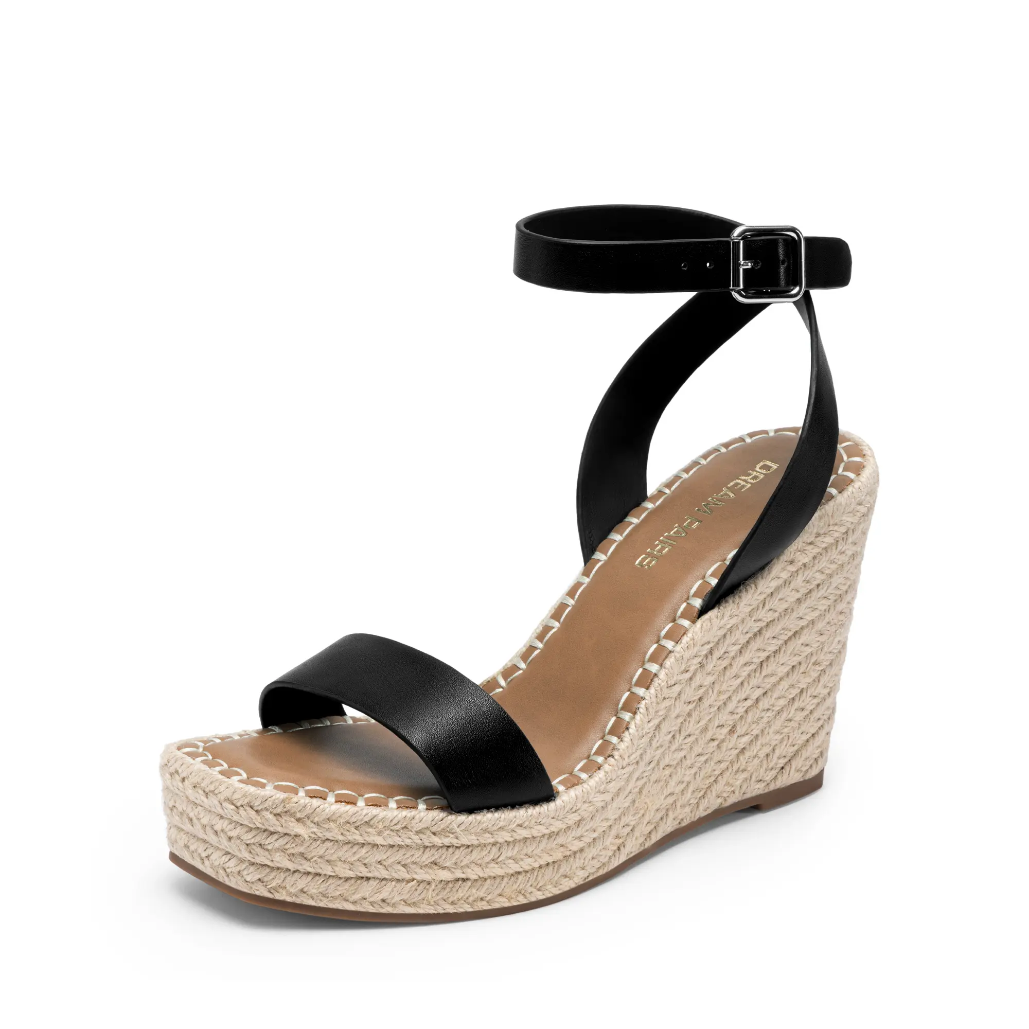 Dream Pairs Wedge Heels for Women, Elegant Open Toe Strappy Platform Sandals with Wooden Heel and Adjustable Buckle, Platform Heels Sandals