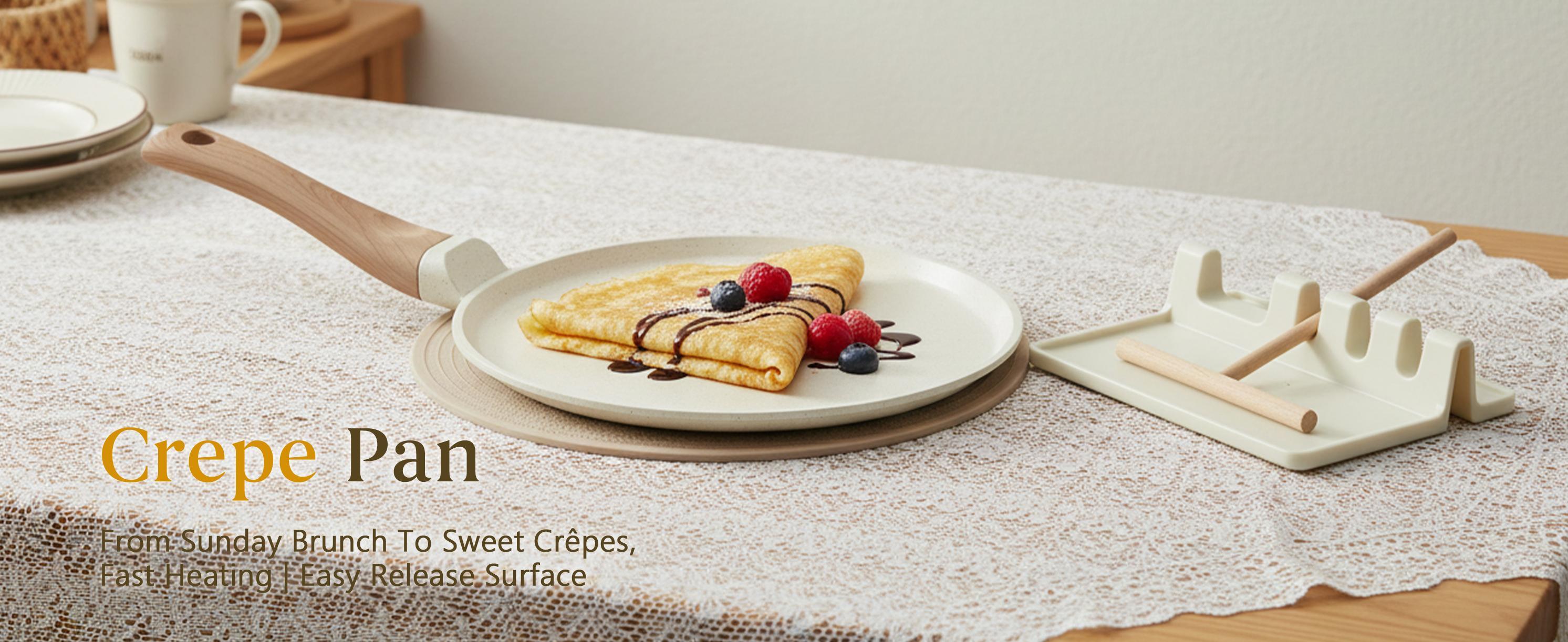 USELUCK Cookware Set 8-Pans 22-Piece Ceramic Cookware Set Non-Stick Kitchen Pots with Lids Creamy White Granite Finish Induction Cooktop Compatible Includes Glass Lids Crepe Pan PFOA/PFOS-Free Gift Boxed Kitchen Set