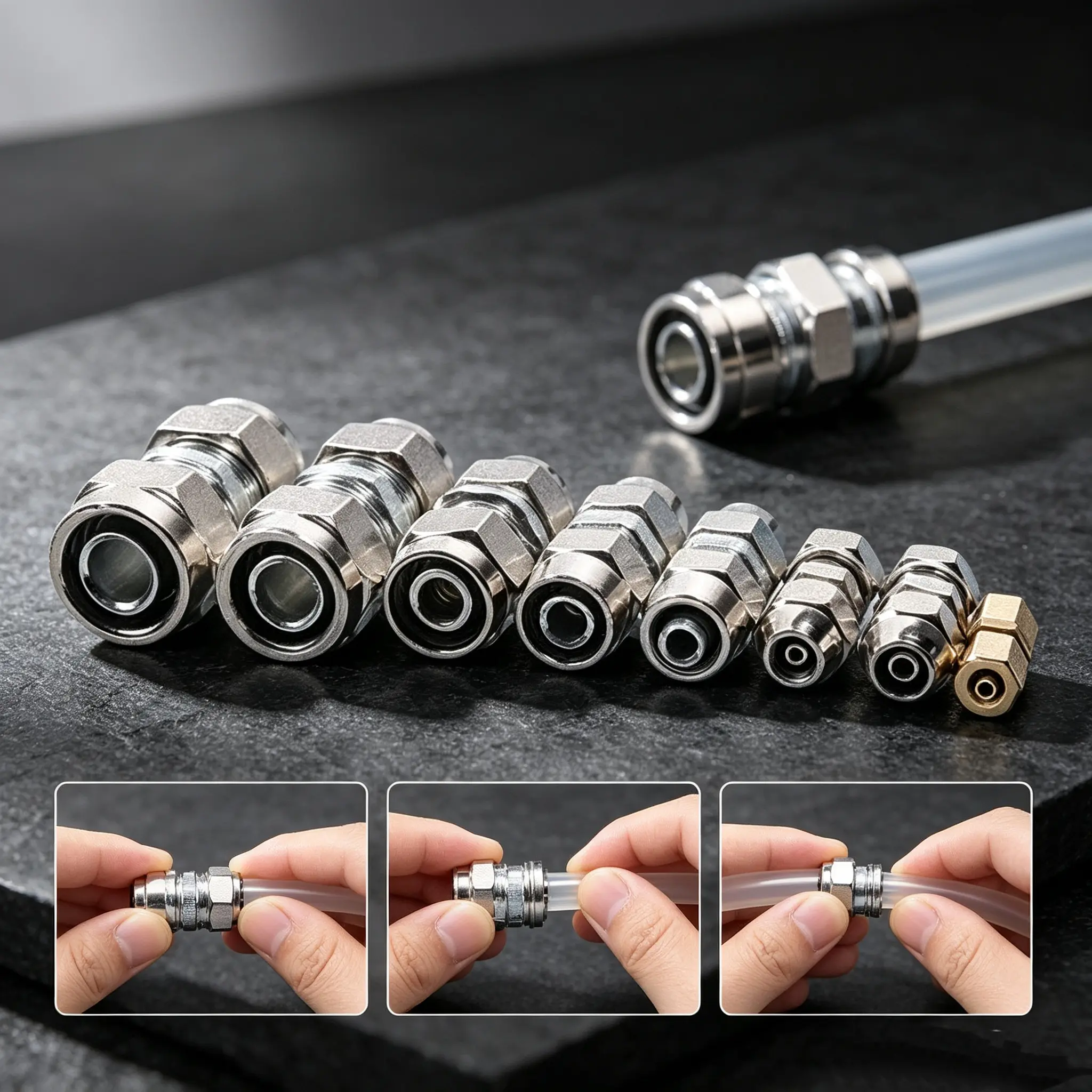 8Pcs Straight Air Fittings 4-16mm, Heavy Duty Push in Pneumatic Connectors | High Temperature Tubing Quick Joint, Quick Connect Air Hose Fittings 6mm 8mm 16mm