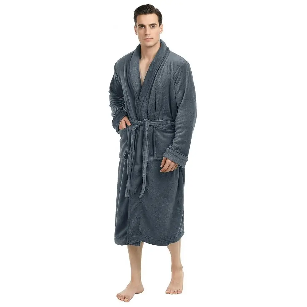 NY Threads Mens Robe, Luxury Plush Flully Coral Fleece Mens Bathrobe with Belt, Spa Bath Robe for Men with Two Front Pockets Loungewear Nightwear