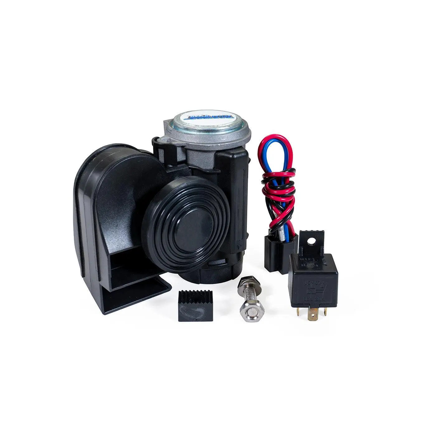 HornBlasters Compact Electric Air Horn with Built-In Compressor, 12V Operation, Dual-Tone Sound for Motorcycles, Trucks, Cars, Weather-Resistant, 18A Max Amperage, Motorcycle Accessories, Truck Accessories EH-CYCLE-B, Functional