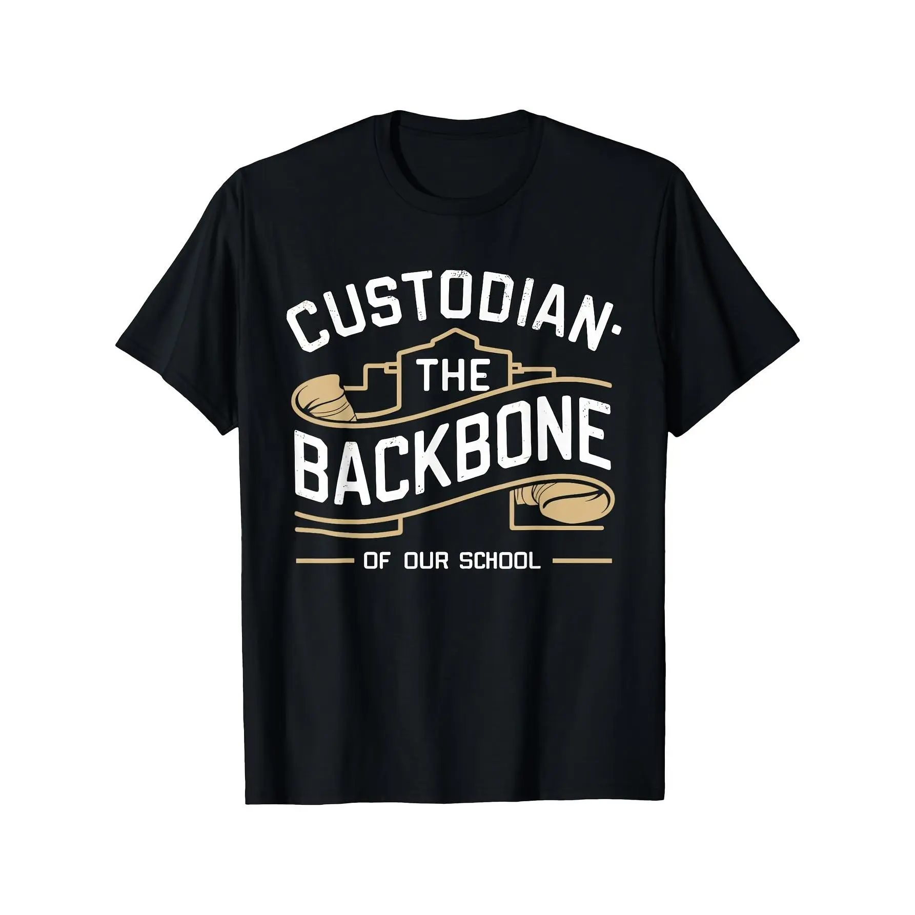 Men's Custodian Graphic Print T-Shirt, Comfy Basic Shortsleeve Crewneck Top, Casual Menswear Gift for Staff Appreciation