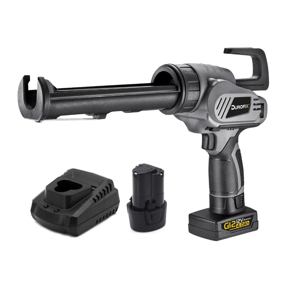 Durofix RZ1230-P2 G12 Series Cordless Powered Caulking Gun 2 Battery Kit for 10 oz. Cartridge w/ 8-Speed Dial