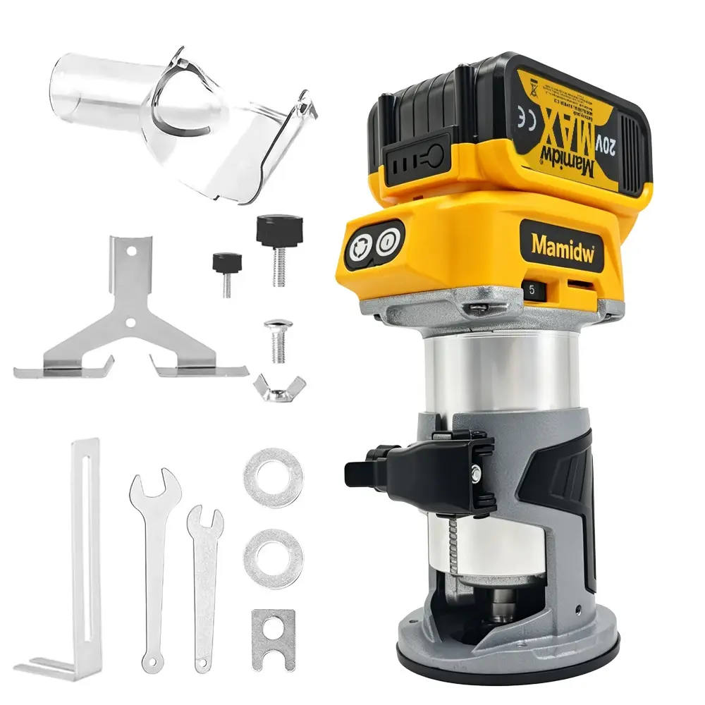 Cordless Palm Trim Router Bare Tool (Power Tools) - Brushless Motor, 5-Speed Lock (12,000-30,000 RPM), Lithium Ion, Longer Service Life, Reduced Heat, Safer Operation, Compatible With Dewalt 20V DCB Series Battery, Wood Surface Slotting