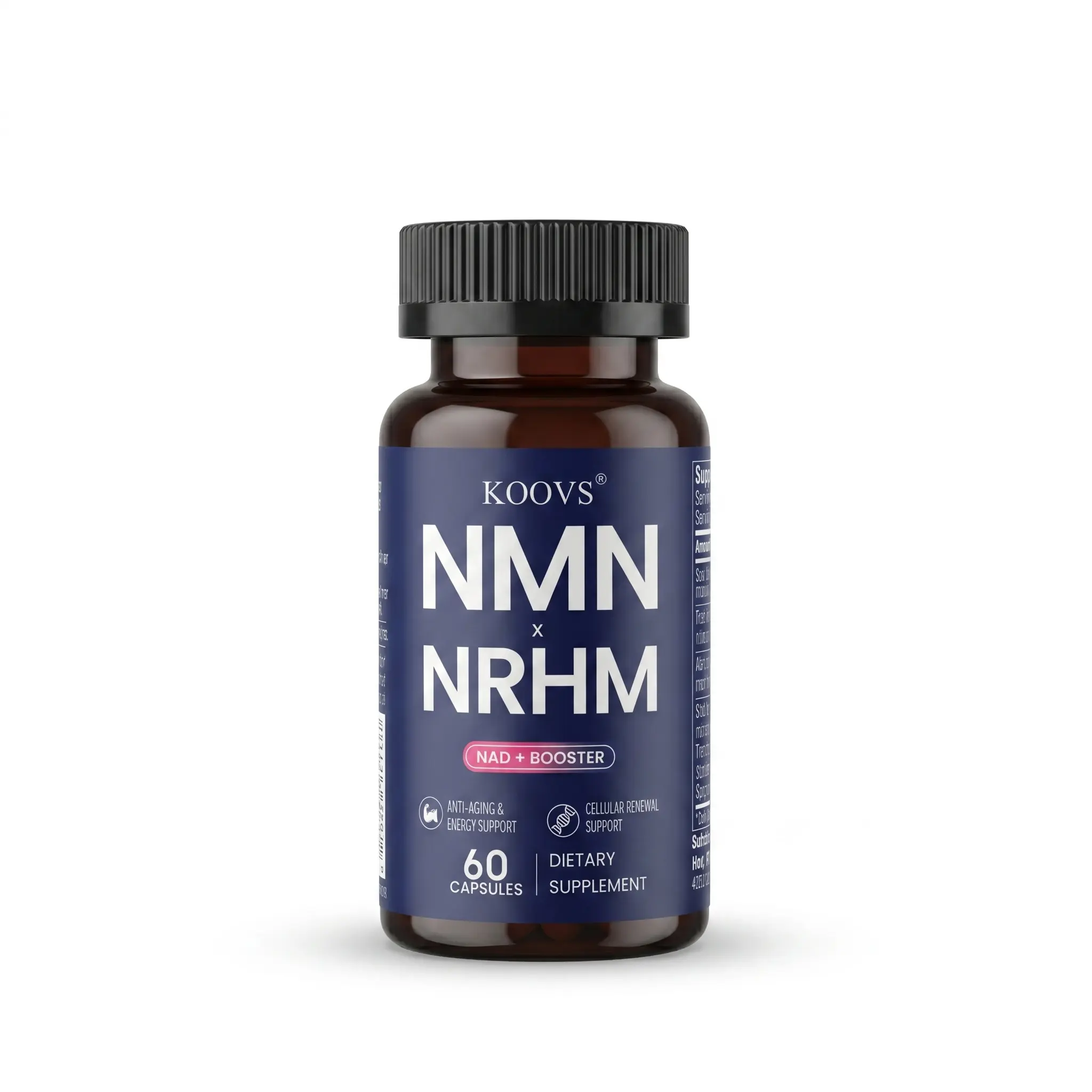 KOOVS Single Edible NMN Dietary Supplement with Quercetin, TMG, Resveratrol Complex - Supports Cellular Energy, NAD+ Levels - Health & Nutrition Vitamin Supplement for Back-to-School Use