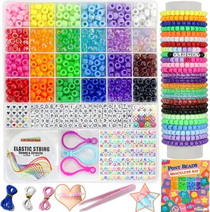 Pony Beads Bulk,Kandi Beads for Necklace Jewelry Making Hair Braiding,Bracelets Making Kits,Hair Bead,Bracelet Plastic Bead for Crafts Braids Girls(24 Color,1000PCS)