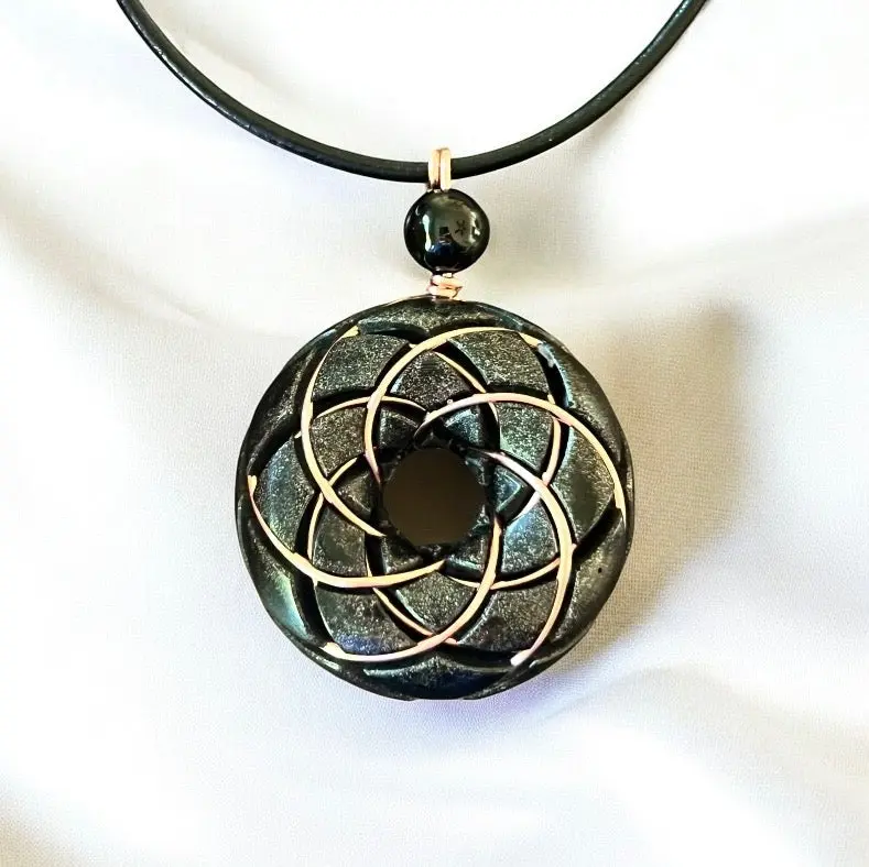 Torus Vortex Pendant-Shungite orgonite Rodin coil necklace