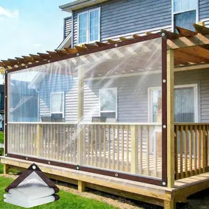 Clear Tarps Heavy Duty Waterproof Transparent Tarpaulin with Grommets Greenhouse Panels for Covering Garden Plant Camping Supplies, Deck Porch Patio Gazebo Curtains (2*3 m/7*10ft)